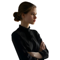 AI generated Young Businesswoman Standing With Crossed Arms and Smiling on Transparent background - Ai Generated png