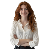 AI generated Young Businesswoman Standing With Crossed Arms and Smiling on Transparent background - Ai Generated png