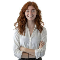 AI generated Young Businesswoman Standing With Crossed Arms and Smiling on Transparent background - Ai Generated png