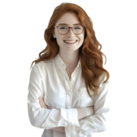 AI generated Young Businesswoman Standing With Crossed Arms and Smiling on Transparent background - Ai Generated png