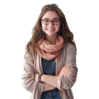 AI generated Young Businesswoman Standing With Crossed Arms and Smiling on Transparent background - Ai Generated png