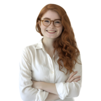 AI generated Young Businesswoman Standing With Crossed Arms and Smiling on Transparent background - Ai Generated png