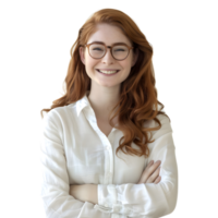 AI generated Young Businesswoman Standing With Crossed Arms and Smiling on Transparent background - Ai Generated png