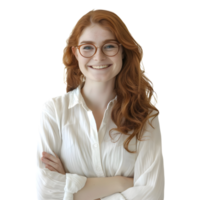 AI generated Young Businesswoman Standing With Crossed Arms and Smiling on Transparent background - Ai Generated png