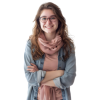 AI generated Young Businesswoman Standing With Crossed Arms and Smiling on Transparent background - Ai Generated png