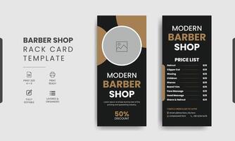 Barbershop Rack Card or Dl Flyer Roll-up Banner Template Beauty Salon Rack Card Design vector