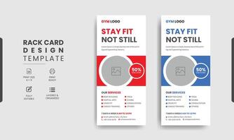 Gym and fitness rack card design vector