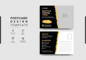 Modern professional gym fitness postcard design template vector