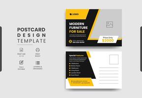 Modern furniture for sale postcard template design vector
