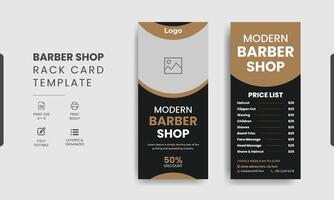 Barbershop Rack Card or Dl Flyer Roll-up Banner Template Beauty Salon Rack Card Design vector