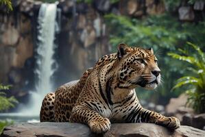 AI generated jaguar - animal, jaguar in the jungle, beautiful shot of an african leopard - jaguar photo