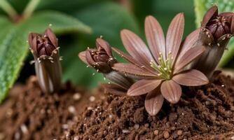 ai generado plantas creciente desde suelo, planta progreso, creciente planta, crecer arriba desde suelo foto