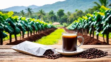 ai generado taza café frijoles, caliente café, Café exprés café taza con frijoles, café frijol antecedentes foto