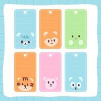 cute cartoon character name tags and memo collection, cute label for memo vector