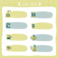 cute cartoon character name tags and memo collection, cute label for memo vector