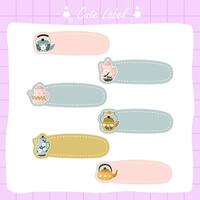 cute cartoon character name tags and memo collection, cute label for memo vector