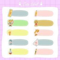 cute cartoon character name tags and memo collection, cute label for memo vector