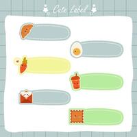 cute cartoon character name tags and memo collection, cute label for memo vector