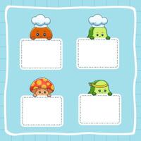 cute cartoon character name tags and memo collection, cute label for memo vector