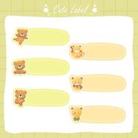 cute cartoon character name tags and memo collection, cute label for memo vector