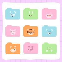 cute set document folder icon symbol vector