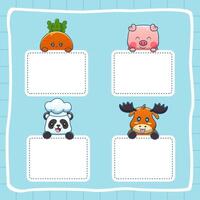 cute cartoon character name tags and memo collection, cute label for memo vector