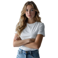 AI generated Young Businesswoman Standing With Crossed Arms and Smiling on Transparent background - Ai Generated png