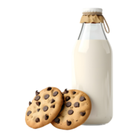 ai généré Lait bouteille avec Chocolat biscuits sur transparent Contexte - ai généré png