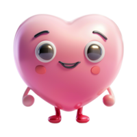 ai generado 3d representación de un sonriente amor corazón en transparente antecedentes - ai generado png