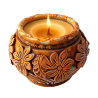 AI generated 3D Rendering of a Diwali Candle Flame Lamp on Transparent Background - Ai Generated png