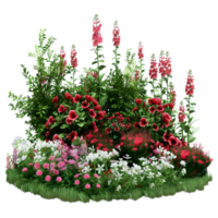 AI generated Outdoor Different Kind of Flowers Bush on Transparent background - Ai Generated png