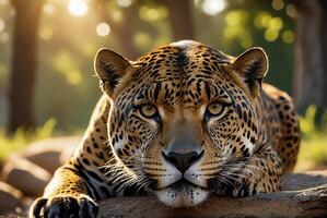 AI generated jaguar - animal, jaguar in the jungle, beautiful shot of an african leopard - jaguar photo