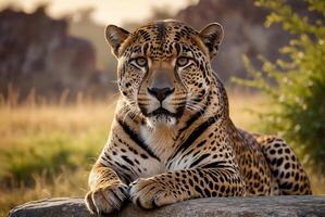 AI generated jaguar - animal, jaguar in the jungle, beautiful shot of an african leopard - jaguar photo