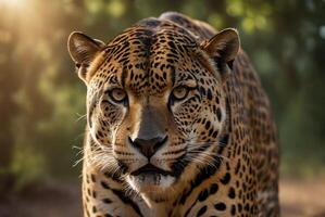 AI generated jaguar - animal, jaguar in the jungle, beautiful shot of an african leopard - jaguar photo