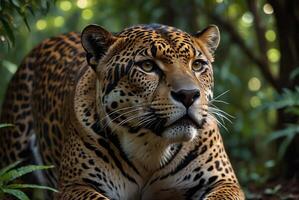 AI generated jaguar - animal, jaguar in the jungle, beautiful shot of an african leopard - jaguar photo