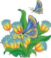 conjunto de ilustración ramo de flores flor vector con mariposa vector diseño en un blanco antecedentes