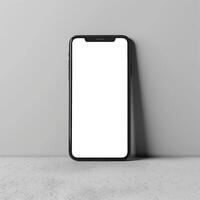 AI generated Modern smartphone mockup scene. Smartphone mockup template with blank white screen. photo