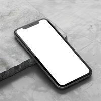 AI generated Modern smartphone mockup scene. Smartphone mockup template with blank white screen. photo