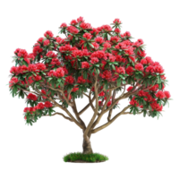 ai généré rouge fleurs sur une arbre sur transparent Contexte - ai généré png