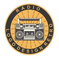 retro radio logo design can be used for websites, icons or for group and company needs isolated on white vector