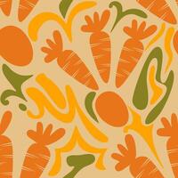 seamless pattern with illustration of carrots and eggs, easter day vector