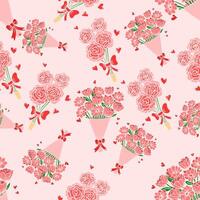 flowers and love in a pink theme in a seamless pattern design vector