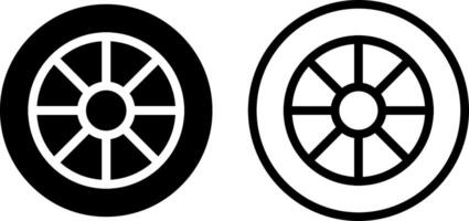 wheel icon, sign, or symbol in glyph and line style isolated on transparent background. Vector illustration