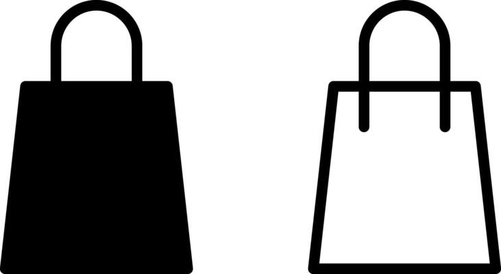 shopping bag icon, sign, or symbol in glyph and line style isolated on transparent background. Vector illustration