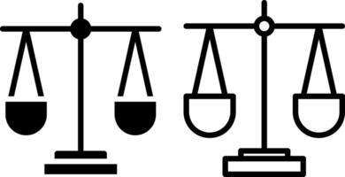 balance scale, justice icon, sign, or symbol in glyph and line style isolated on transparent background. Vector illustration