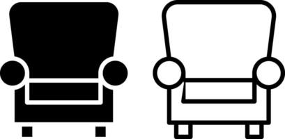 sofa chair icon, sign, or symbol in glyph and line style isolated on transparent background. Vector illustration