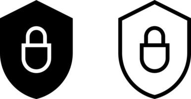 shield padlock icon, sign, or symbol in glyph and line style isolated on transparent background. Vector illustration