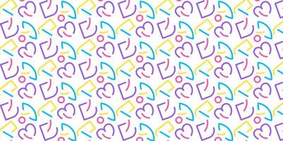 Children shapes, doodle lines, colorful playful design. Abstract scribble seamless pattern. Vector illustration