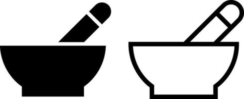 mortar and pestle icon, sign, or symbol in glyph and line style isolated on transparent background. Vector illustration