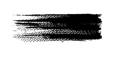 Brush grunge halftone texture. Black paintbrush abstract element, dirty design, isolated vector